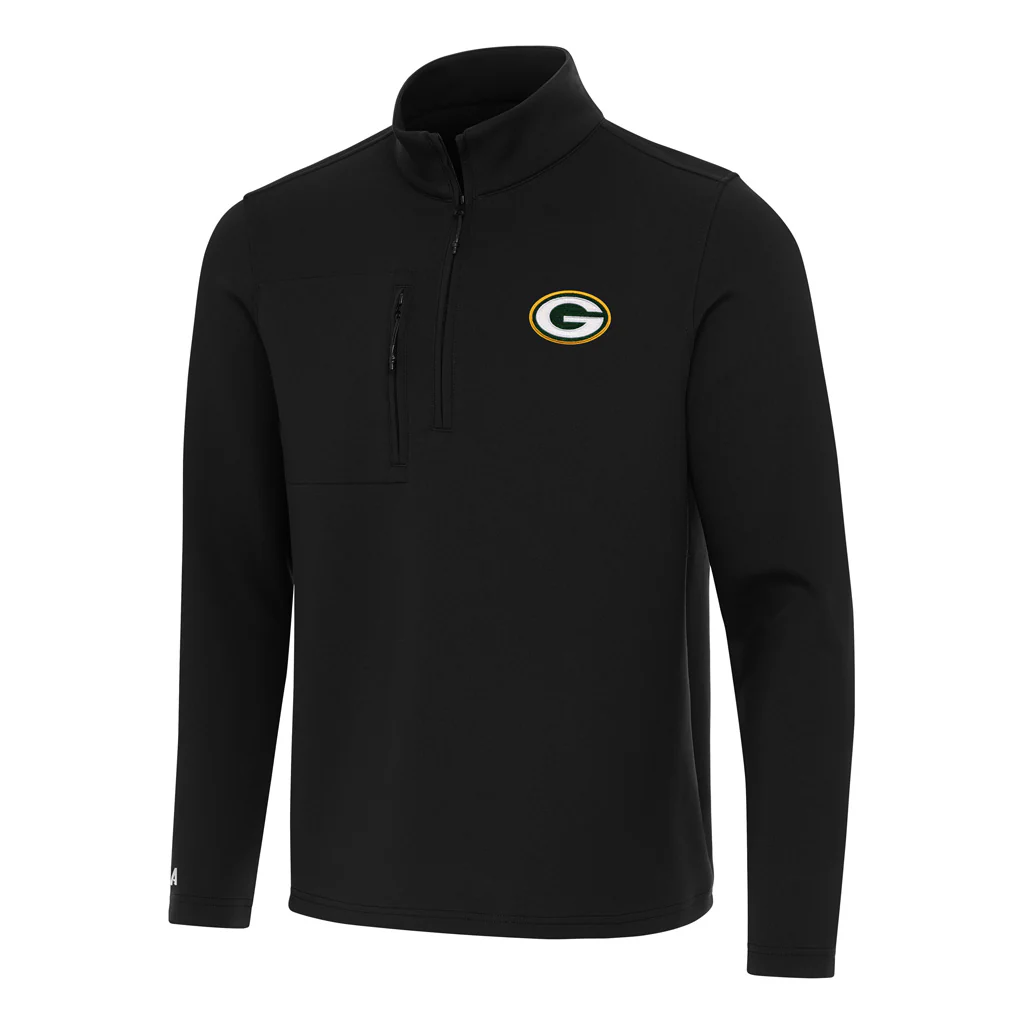 NFL Green Bay Packers Antigua Insider 1/4 Zip Pullover Jacket - Black