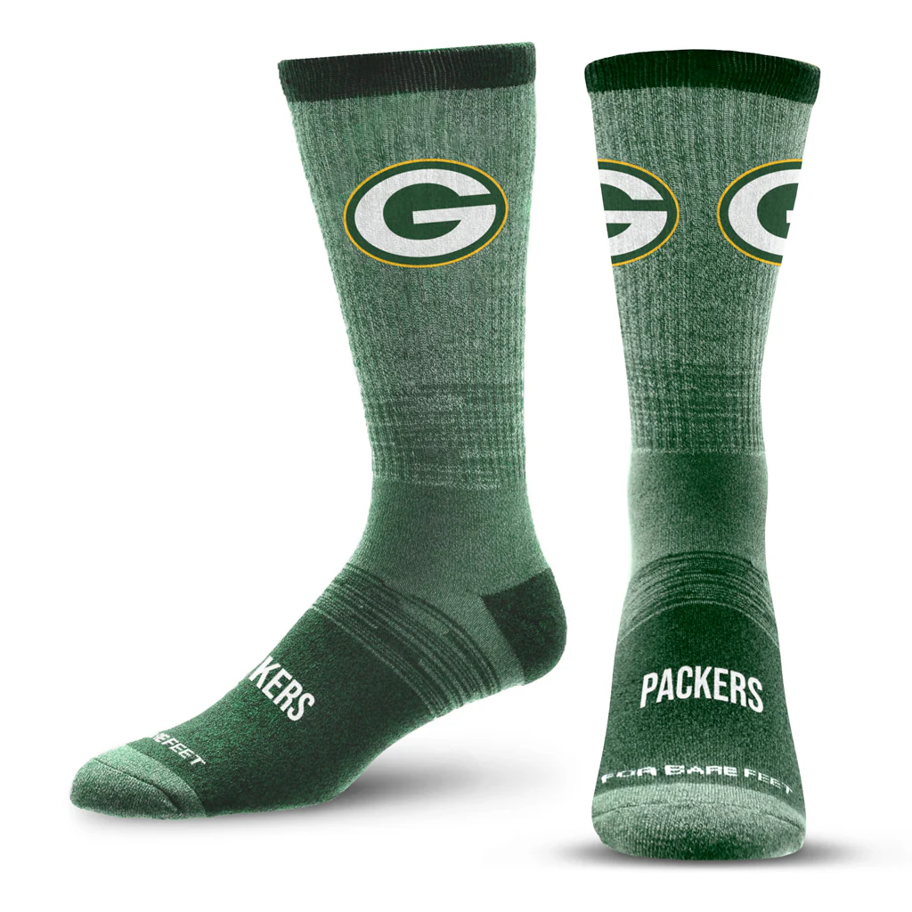 NFL Green Bay Packers For Bare Feet Two-Tone Tonal Socks - Green
