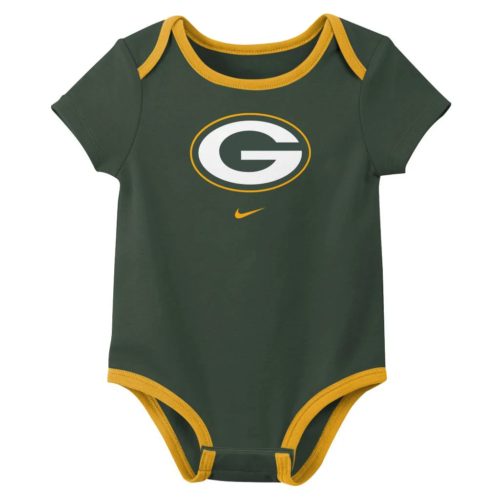 NFL Green Bay Packers Infant Nike 2025 Creeper 3-Piece Onesie Set - Green - Image 2