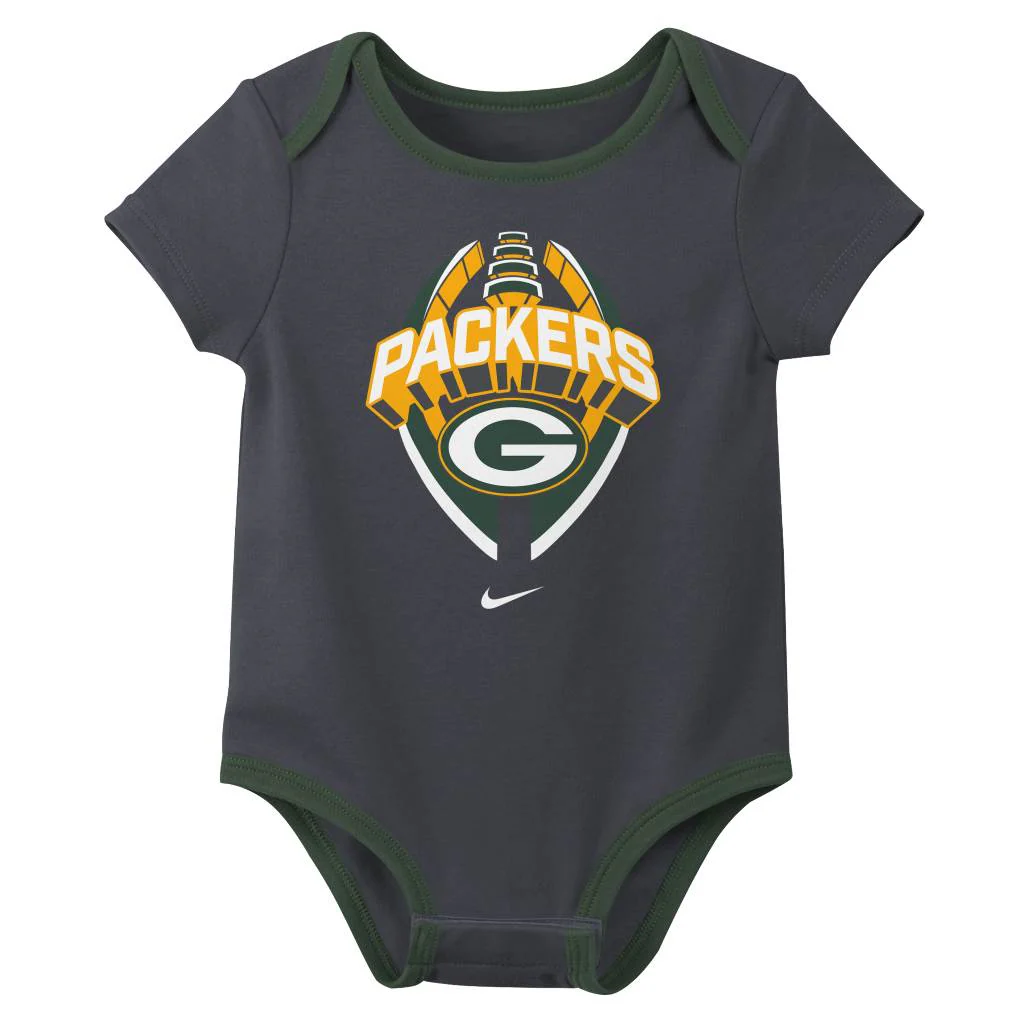 NFL Green Bay Packers Infant Nike 2025 Creeper 3-Piece Onesie Set - Green - Image 4
