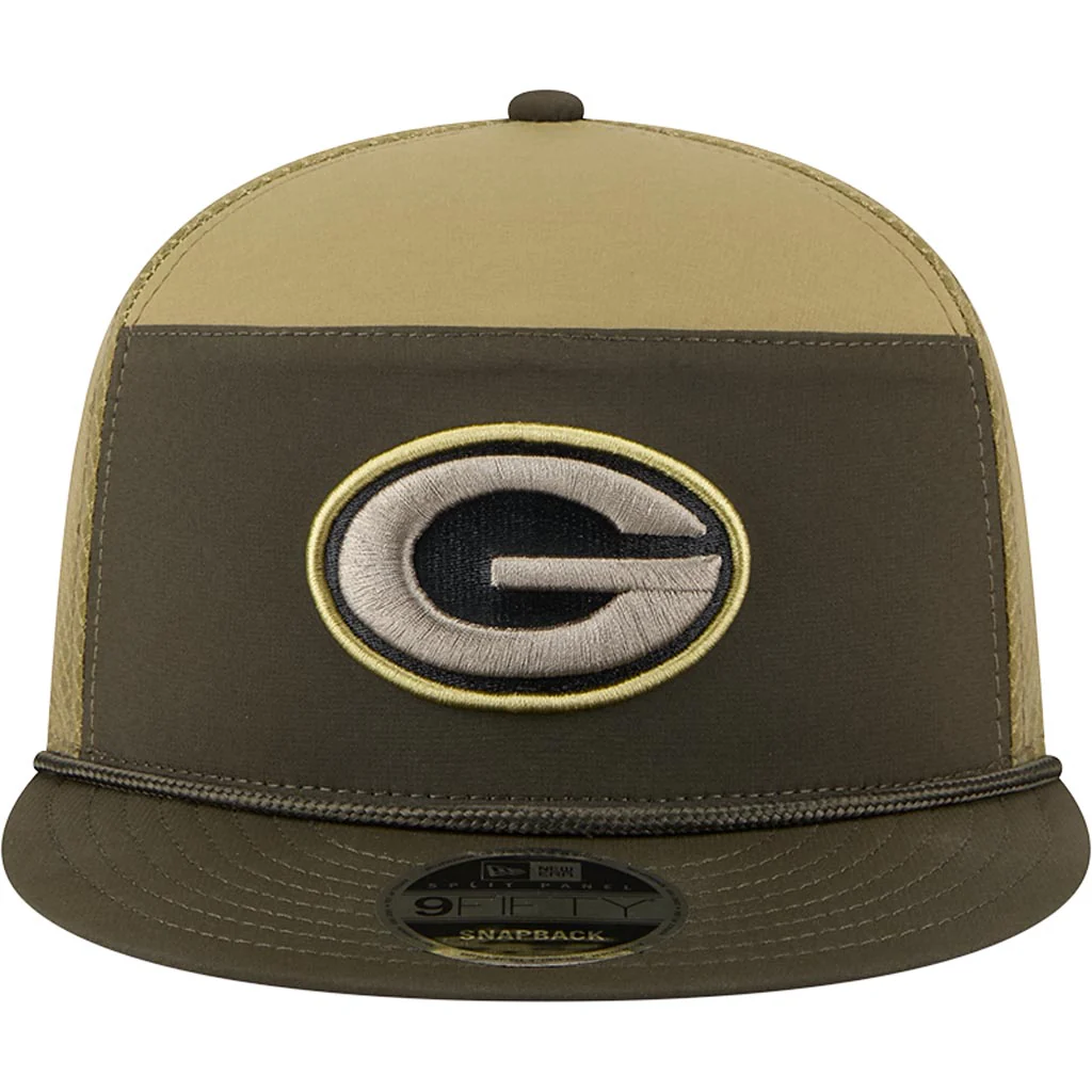 NFL Green Bay Packers New Era 2025 Salute to Service 9FIFTY Split Panel Snapback Hat - Green - Image 3