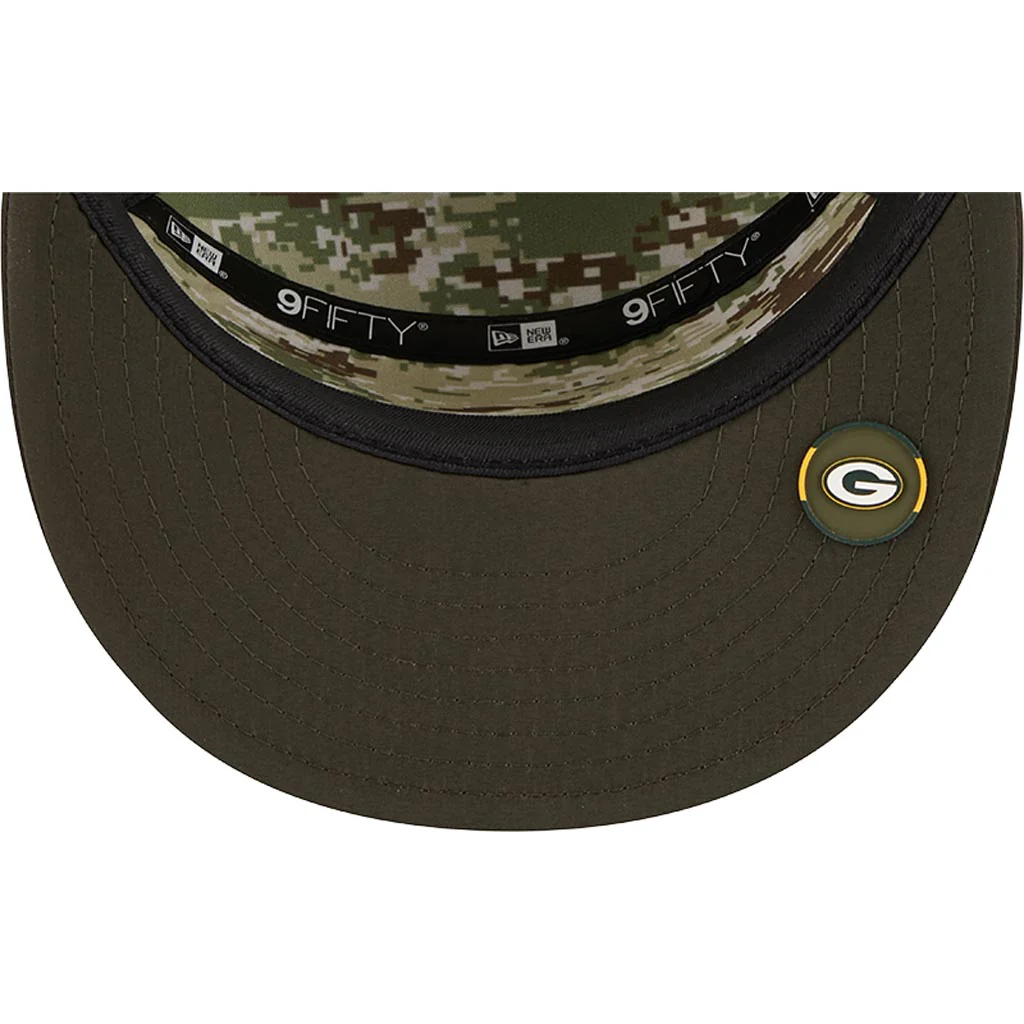 NFL Green Bay Packers New Era 2025 Salute to Service 9FIFTY Split Panel Snapback Hat - Green - Image 5