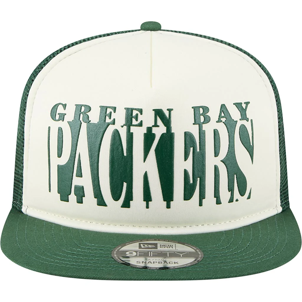 NFL Green Bay Packers New Era Team Cutout 9FIFTY A-Frame Snapback Hat -  Cream - Image 2