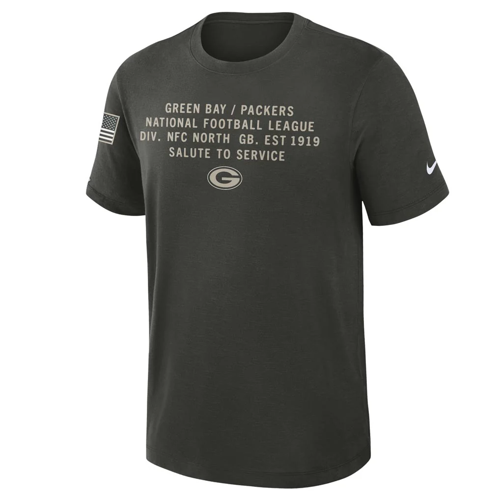 NFL Green Bay Packers Nike 2025 Salute to Service Slub T-Shirt - Green - Image 2