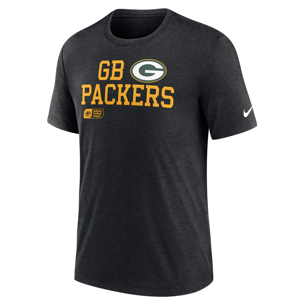NFL Green Bay Packers Nike Lock Up Tri-Blend T-Shirt - Black - Image 2