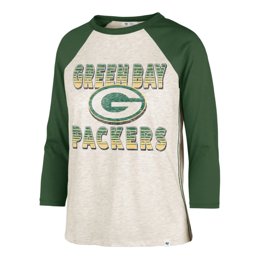 NFL Green Bay Packers Women's '47 Good Vibes Ava Raglan T-Shirt - Cream