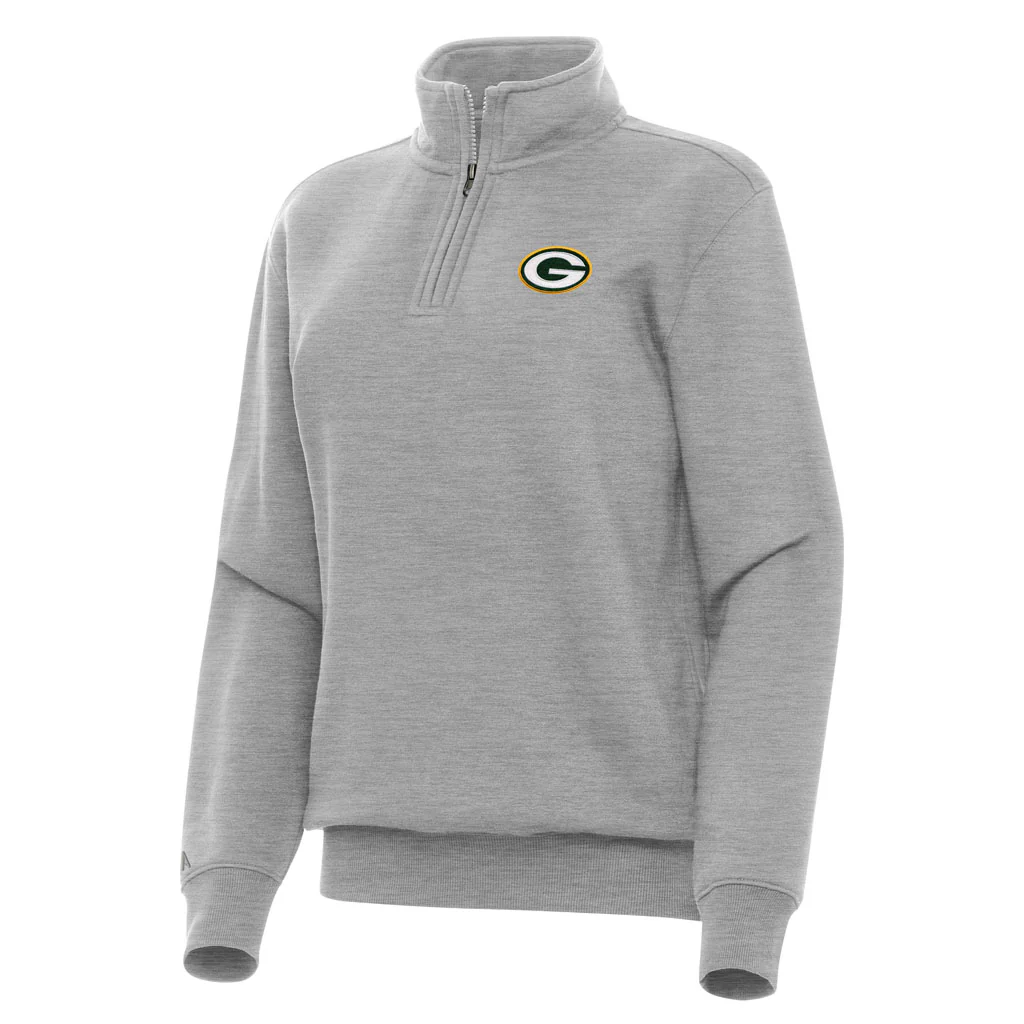 NFL Green Bay Packers Women's Antigua Victory 1/4 Zip Pullover Jacket - Heather gray