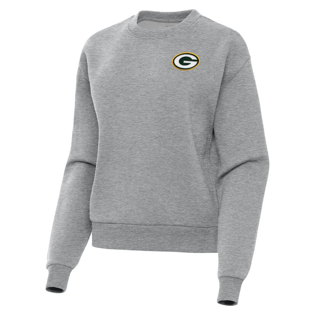 NFL Green Bay Packers Women's Antigua Victory Crewneck Sweater - Heather gray