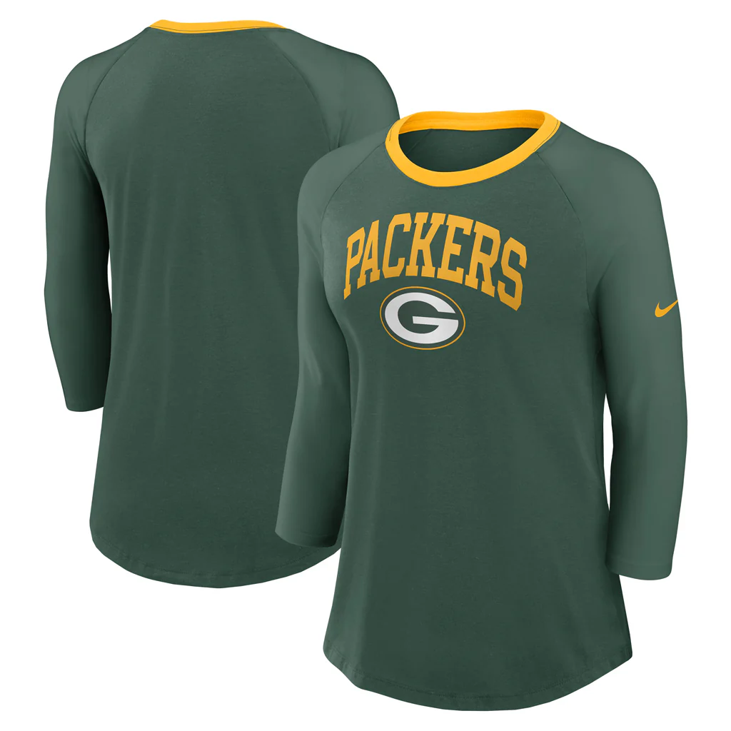 NFL Green Bay Packers Women's Nike Fashion 3/4 Sleeve T-Shirt - Green