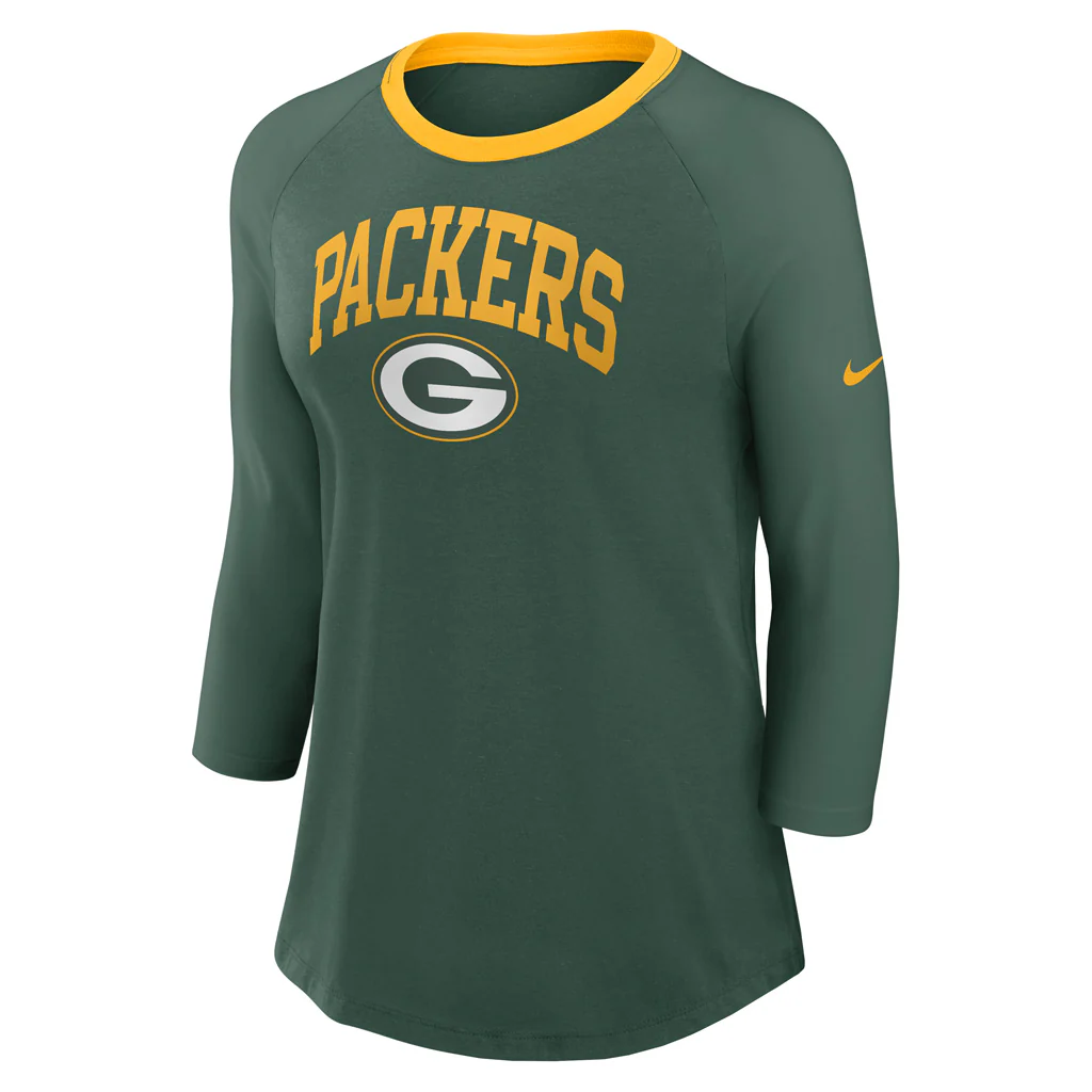 NFL Green Bay Packers Women's Nike Fashion 3/4 Sleeve T-Shirt - Green - Image 2