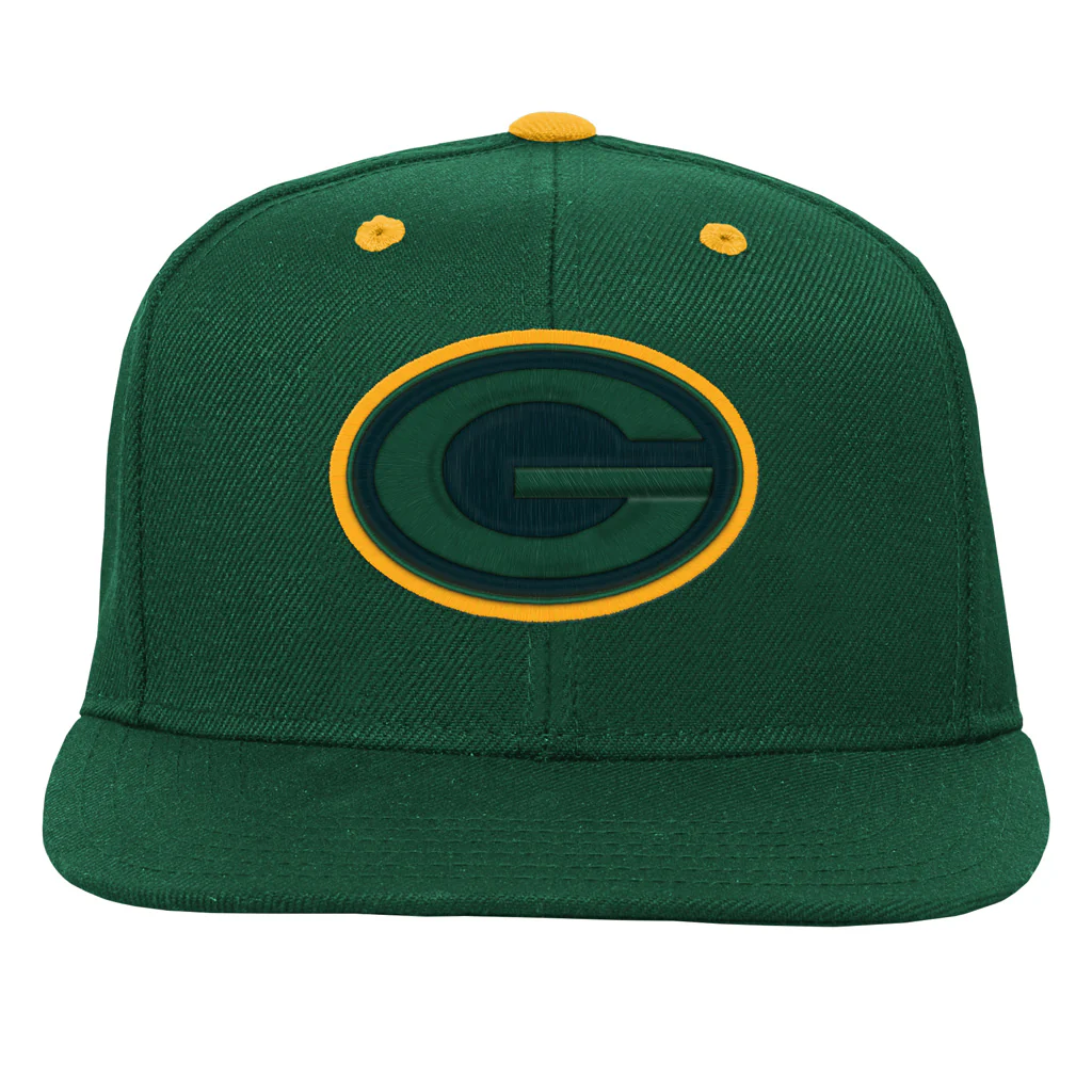 NFL Green Bay Packers Youth Outerstuff Team Color Pop Flatbrim Adjustable Snapback Hat - Green - Image 2