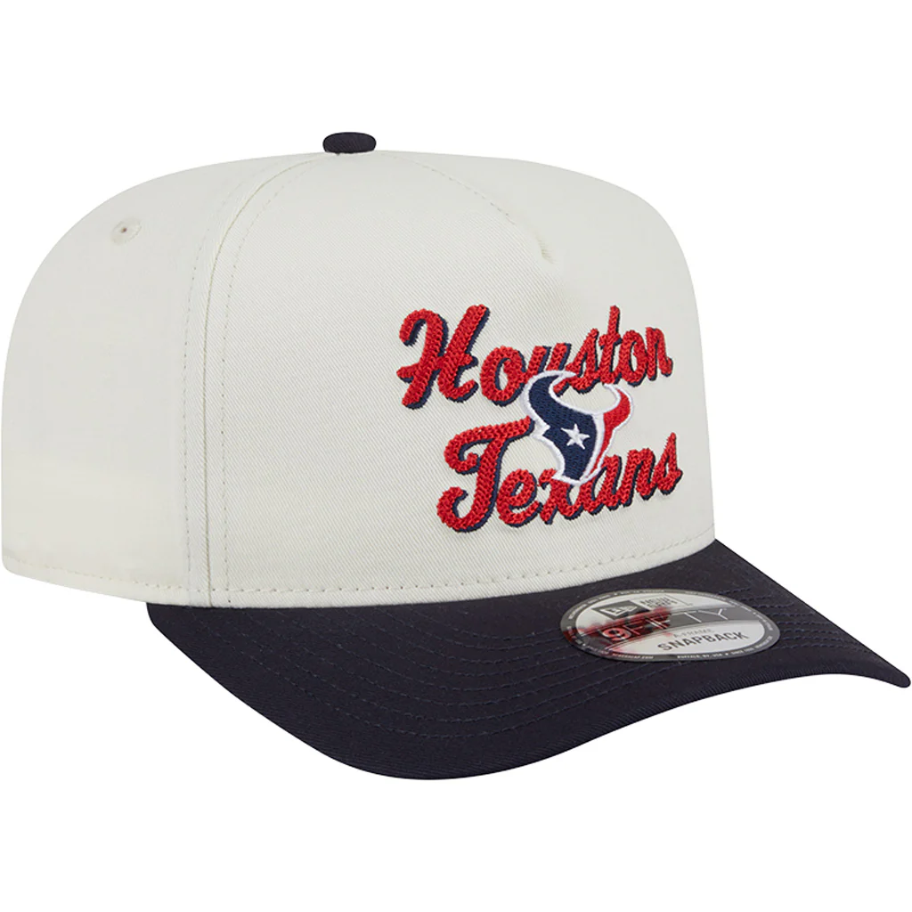 NFL Houston Texans New Era Chainstitch Two-Tone 9FIFTY A-Frame Snapback Hat - Cream - Image 2