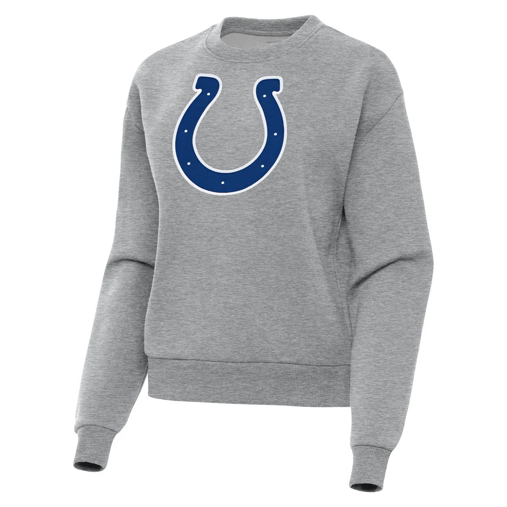 NFL Indianapolis Colts Women's Antigua Full Front Victory Crewneck Sweater - Heather gray