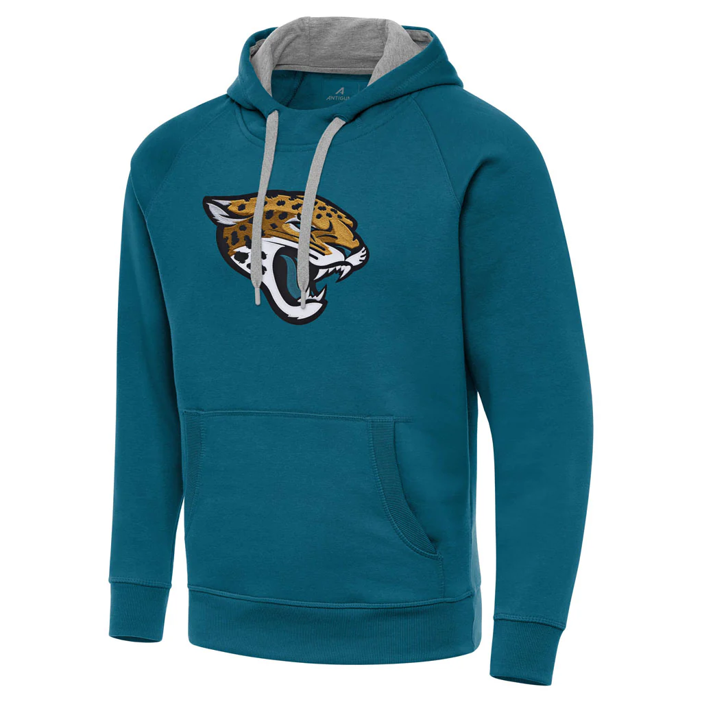 NFL Jacksonville Jaguars Antigua Full Front Victory Pullover Hoodie - Teal - Image 3