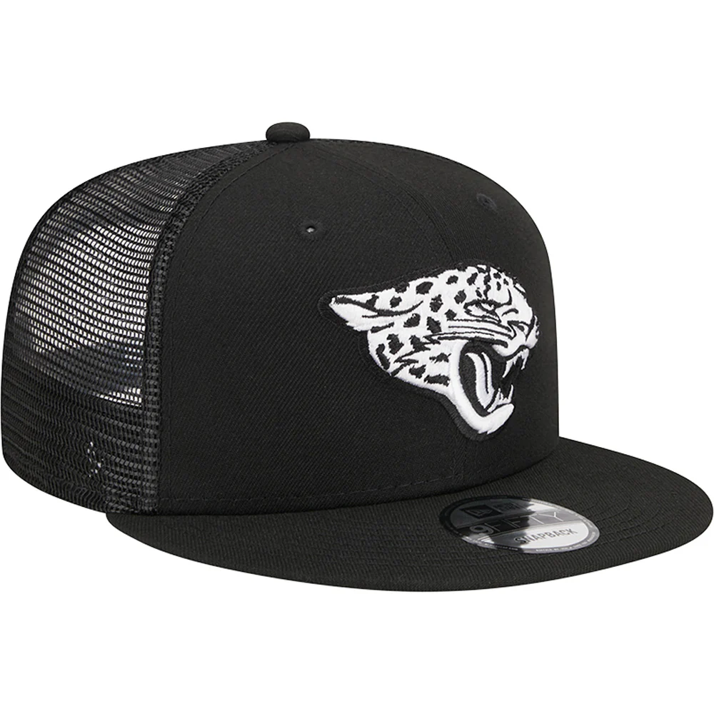 NFL Jacksonville Jaguars New Era Black & White Trucker 9FIFTY Snapback Hat - Black - Image 2