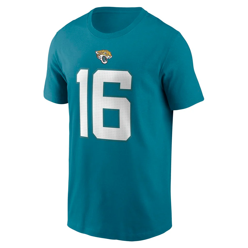 NFL Jacksonville Jaguars Trevor Lawrence Nike Name & Number T-Shirt - Teal - Image 2
