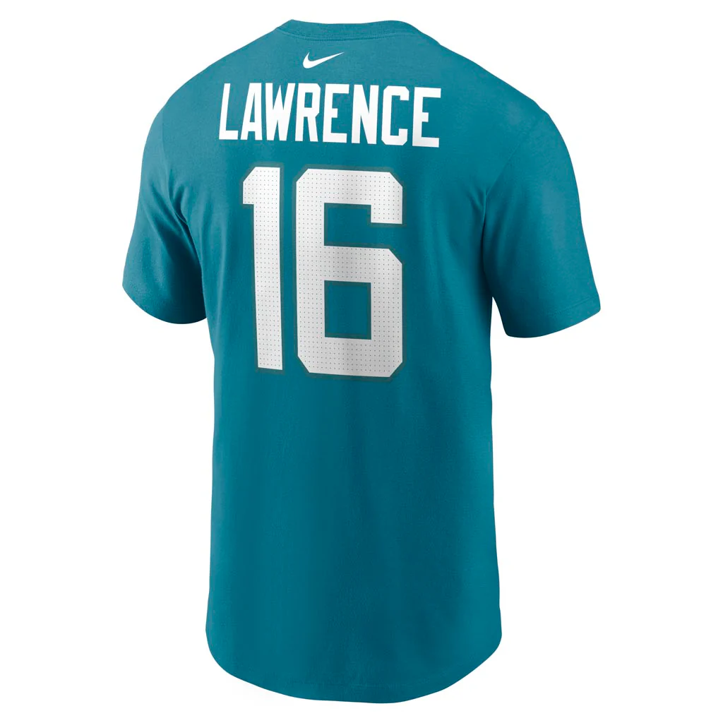 NFL Jacksonville Jaguars Trevor Lawrence Nike Name & Number T-Shirt - Teal - Image 3