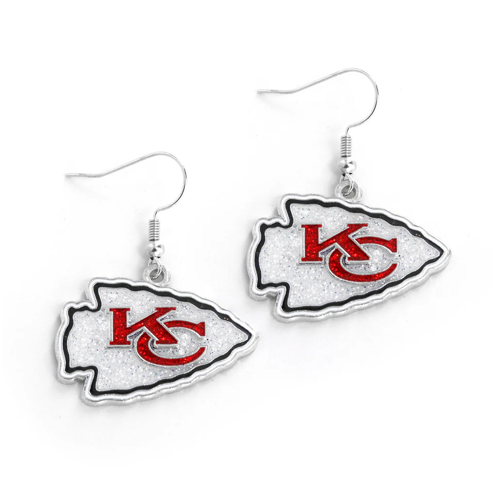 NFL Kansas City Chiefs Aminco Glitter Dazzler Earrings - White