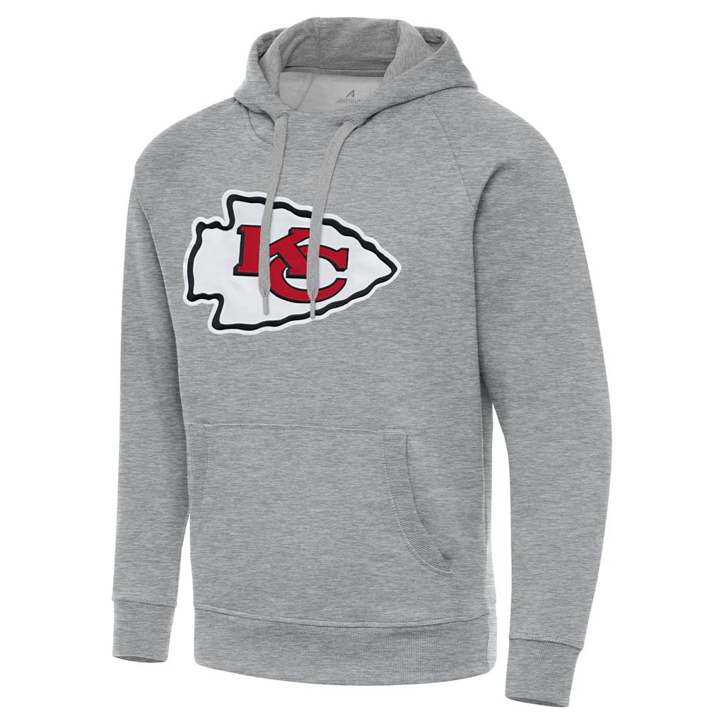 NFL Kansas City Chiefs Antigua Full Front Victory Pullover Hoodie - Heather gray - Image 2