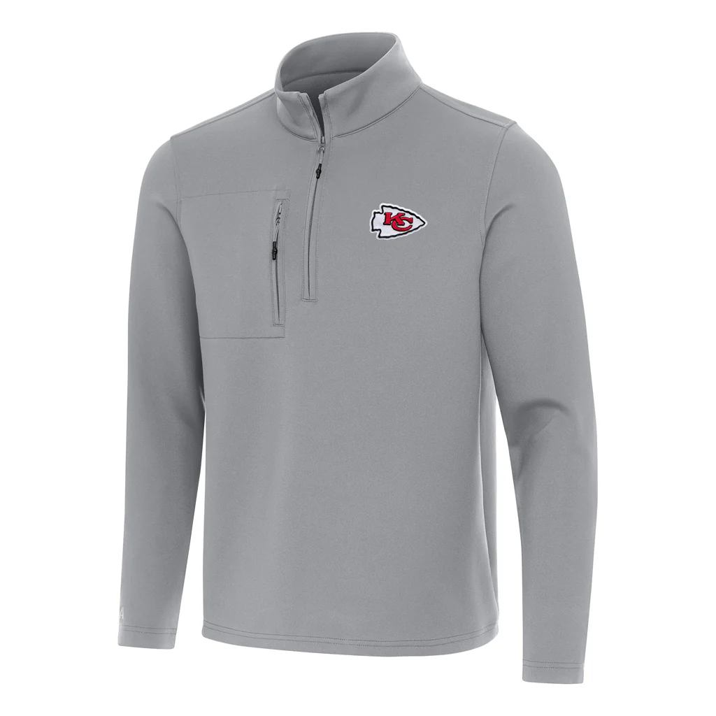 NFL Kansas City Chiefs Antigua Insider 1/4 Zip Pullover Jacket - Gray