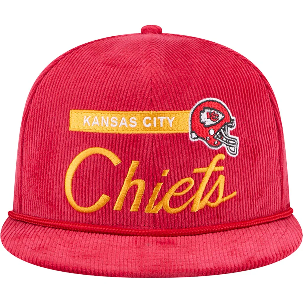 NFL Kansas City Chiefs New Era Corduroy Rope 9FIFTY Snapback Hat - Red - Image 3