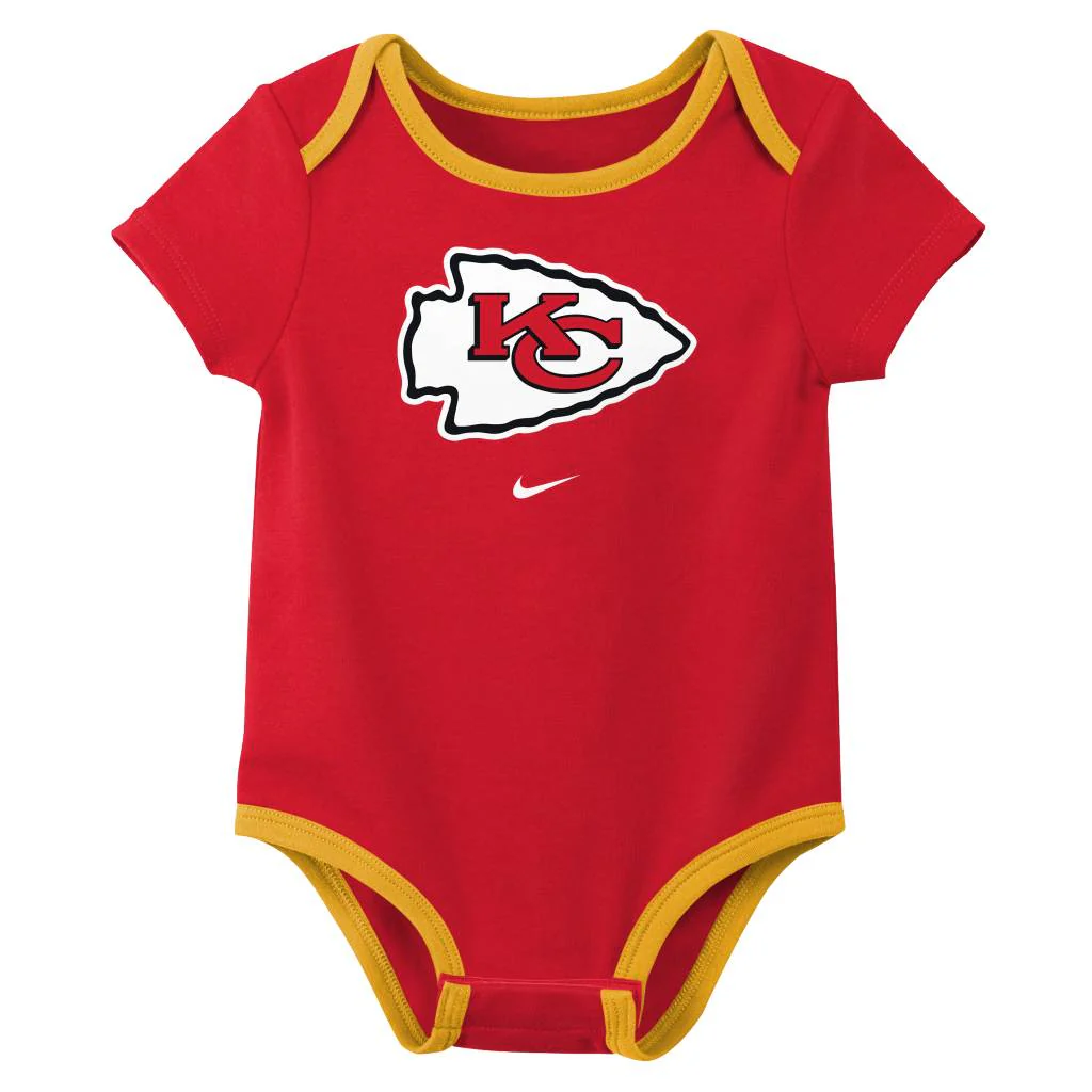 NFL Kansas City Chiefs Infant Nike 2025 Creeper 3-Piece Onesie Set - Red - Image 2