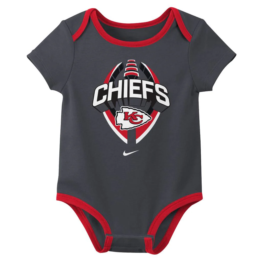 NFL Kansas City Chiefs Infant Nike 2025 Creeper 3-Piece Onesie Set - Red - Image 4