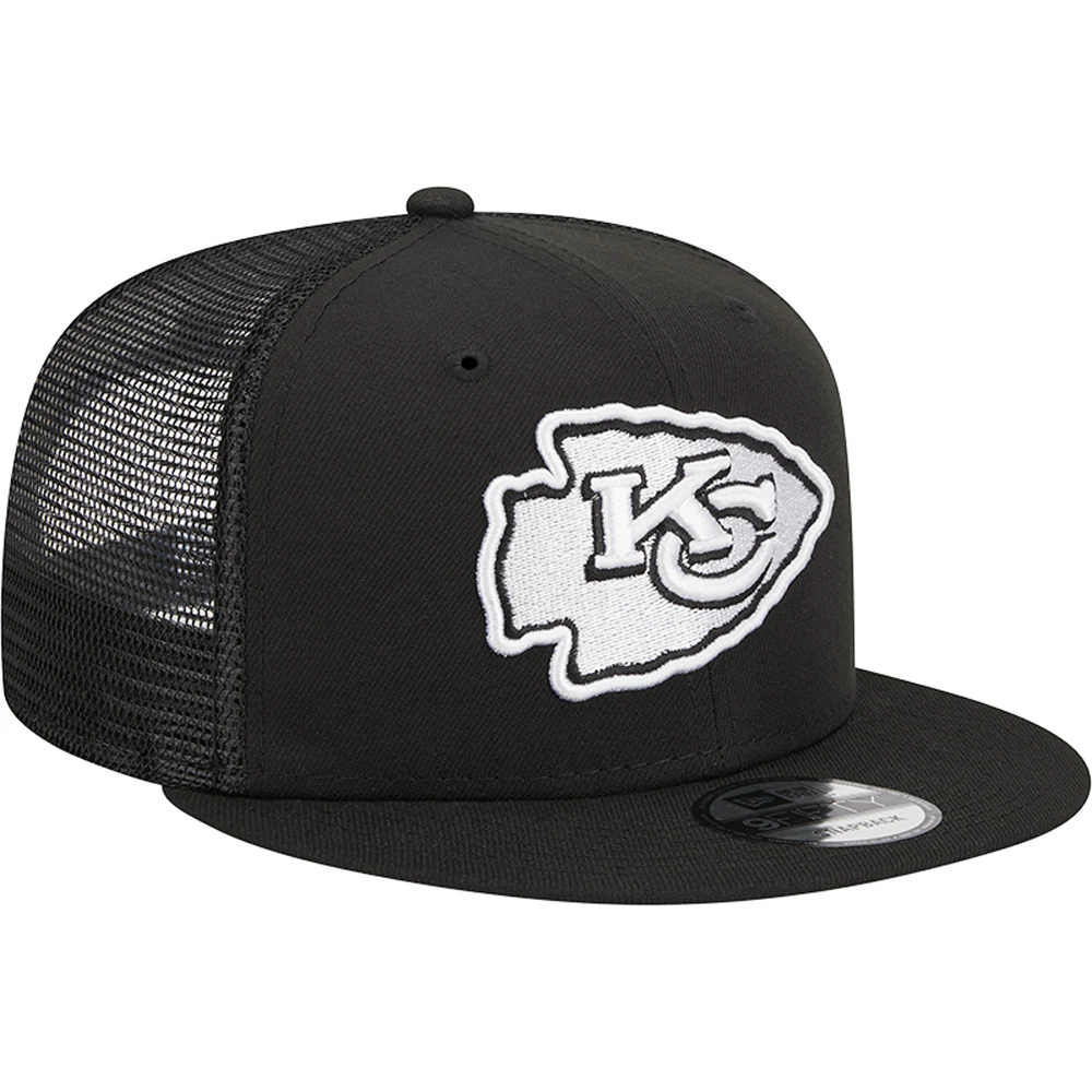NFL Kansas City Chiefs New Era Black & White Trucker 9FIFTY Snapback Hat - Black - Image 2