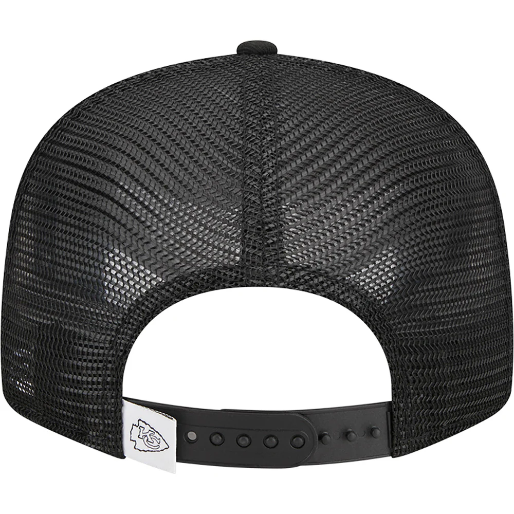 NFL Kansas City Chiefs New Era Black & White Trucker 9FIFTY Snapback Hat - Black - Image 4