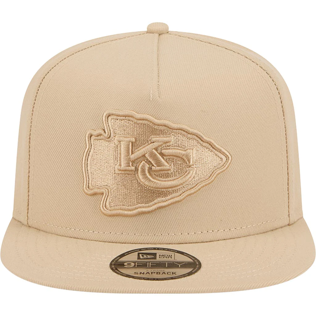 NFL Kansas City Chiefs New Era Dry Wood 9FIFTY A-Frame Snapback Hat - Tan - Image 3