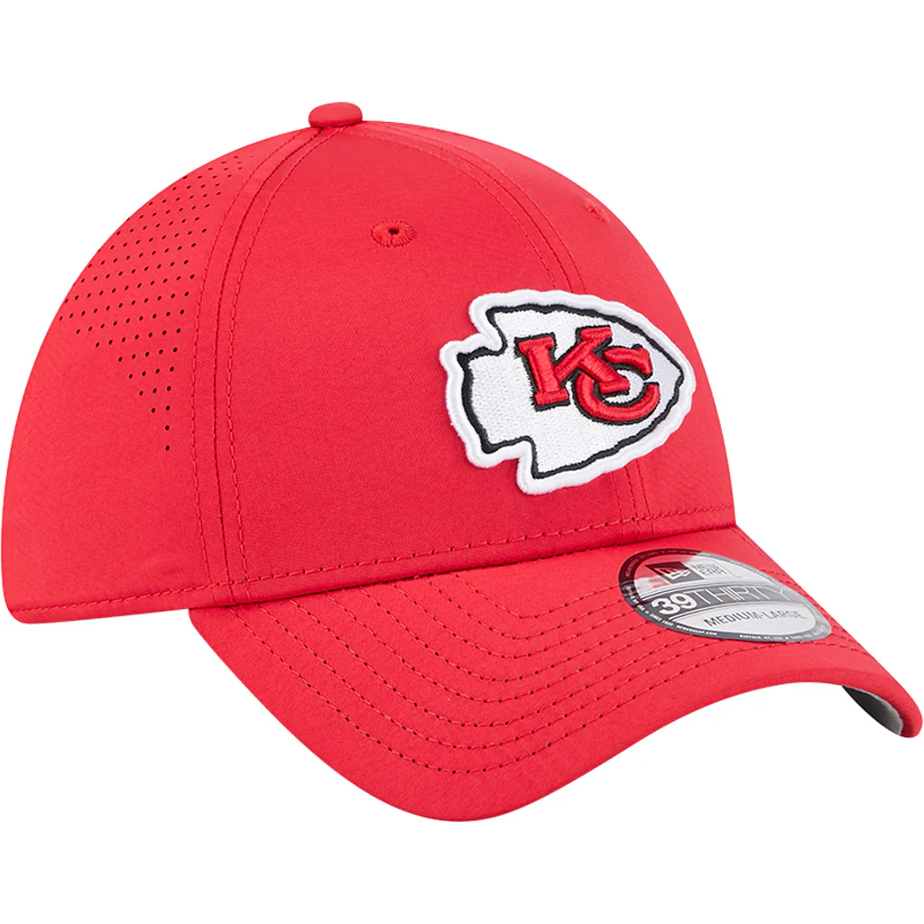 NFL Kansas City Chiefs New Era Mid Perf 39THIRTY Flex Fit Hat - Red - Image 2