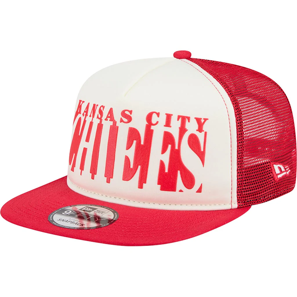 NFL Kansas City Chiefs New Era Team Cutout 9FIFTY A-Frame Snapback Hat - Cream - Image 2