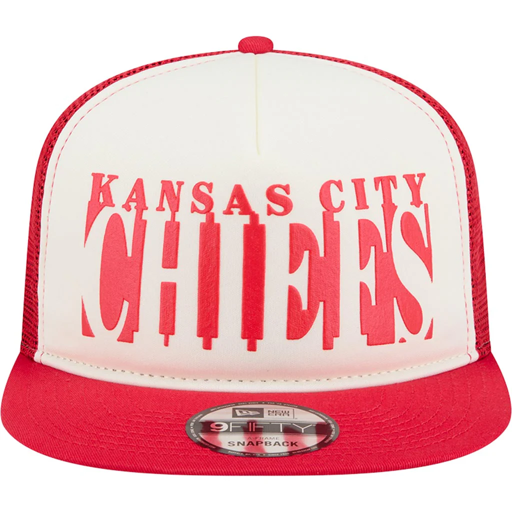 NFL Kansas City Chiefs New Era Team Cutout 9FIFTY A-Frame Snapback Hat - Cream - Image 3