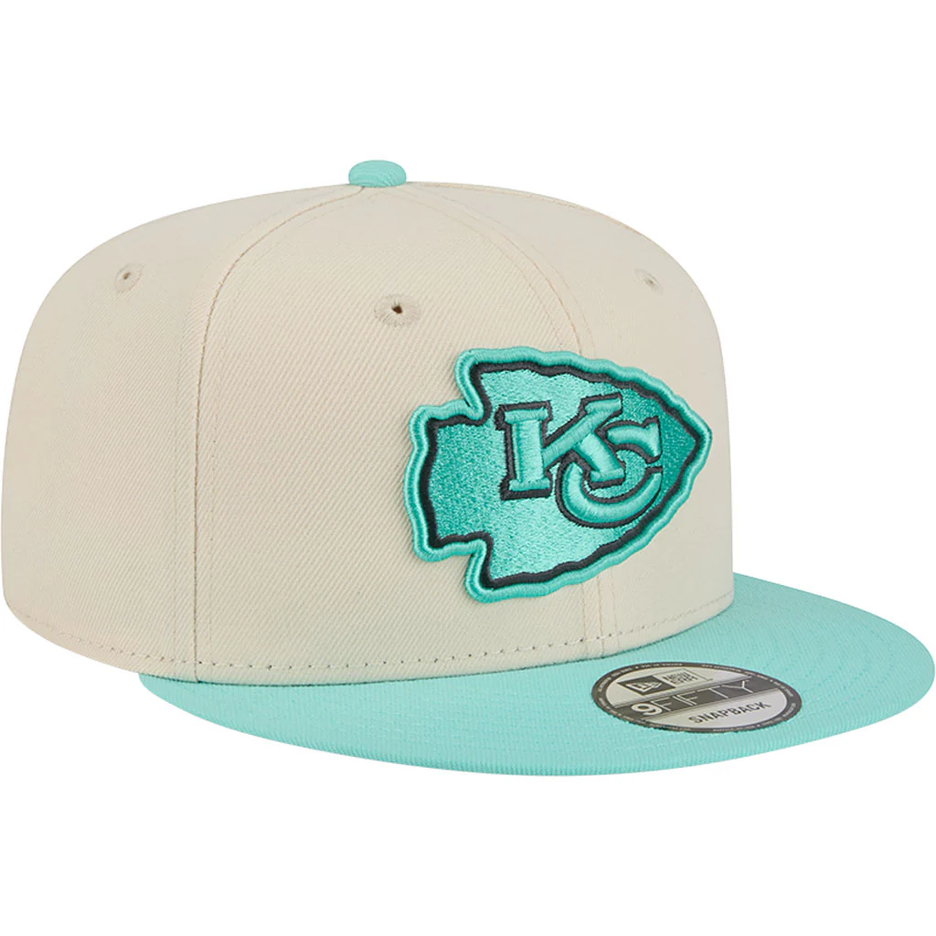 NFL Kansas City Chiefs New Era Two-Tone Aqua 9FIFTY Snapback Hat - Light cream - Image 2