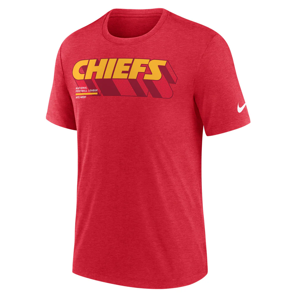NFL Kansas City Chiefs Nike Script Trail Triblend T-Shirt - Red - Image 2