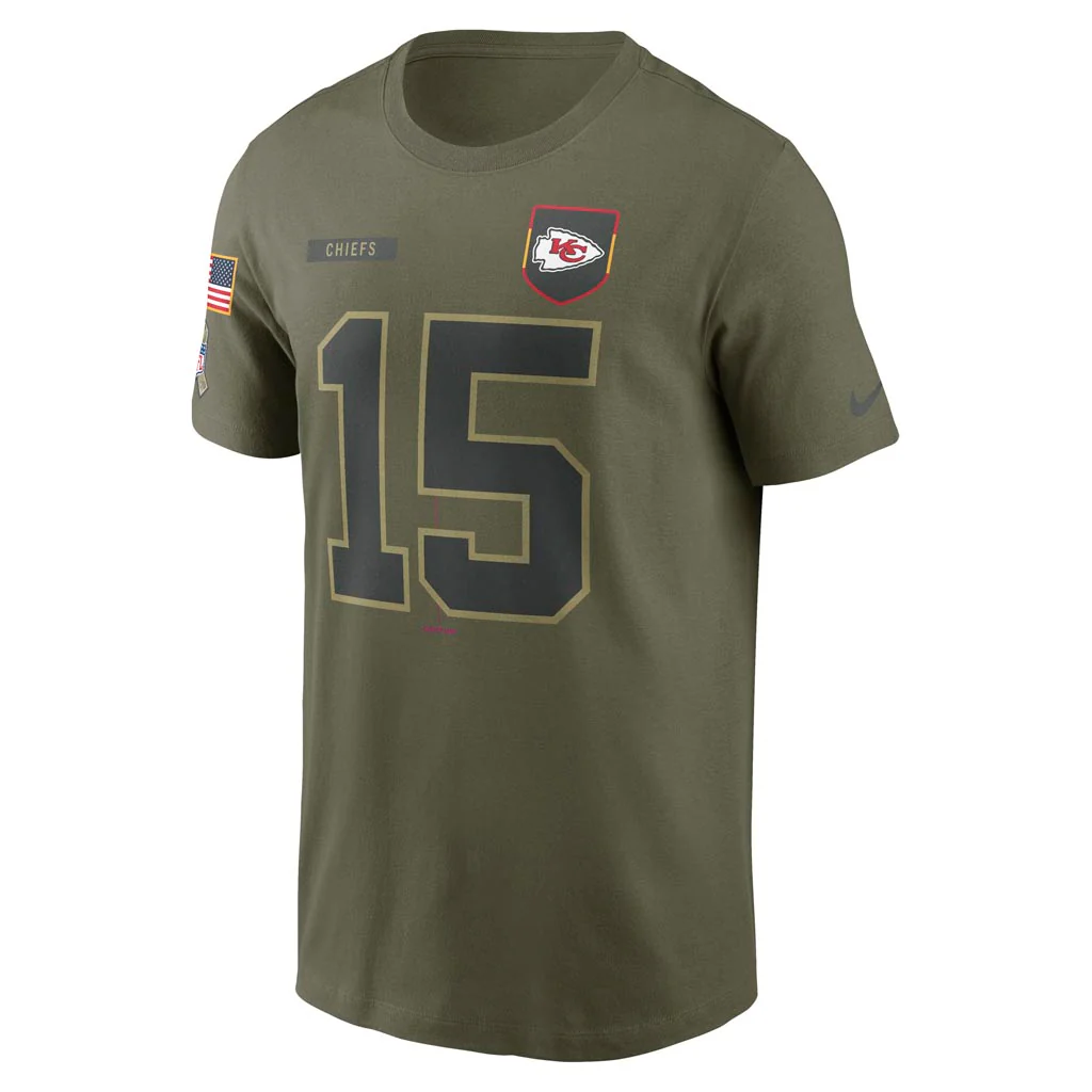 NFL Kansas City Chiefs Patrick Mahomes Nike 2025 Salute to Service Name & Number T-Shirt - Green - Image 2