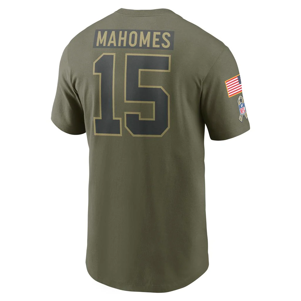 NFL Kansas City Chiefs Patrick Mahomes Nike 2025 Salute to Service Name & Number T-Shirt - Green - Image 3