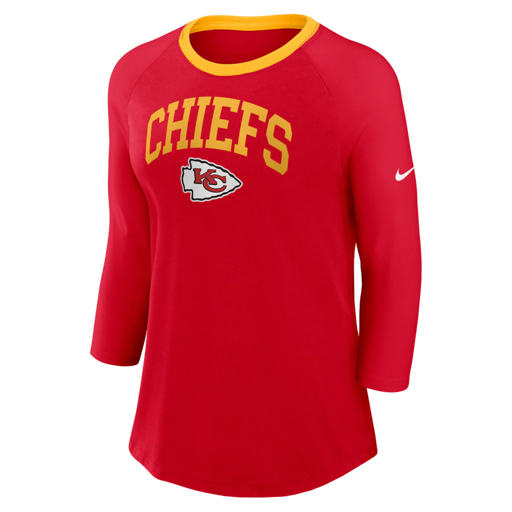 NFL Kansas City Chiefs Women's Nike Fashion 3/4 Sleeve T-Shirt - Red - Image 2