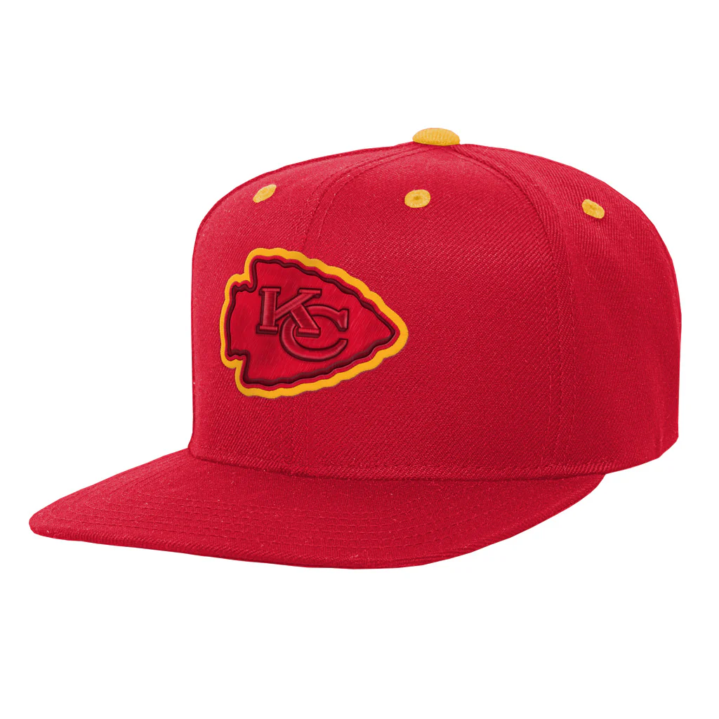 NFL Kansas City Chiefs Youth Outerstuff Team Color Pop Flatbrim Adjustable Snapback Hat - Red