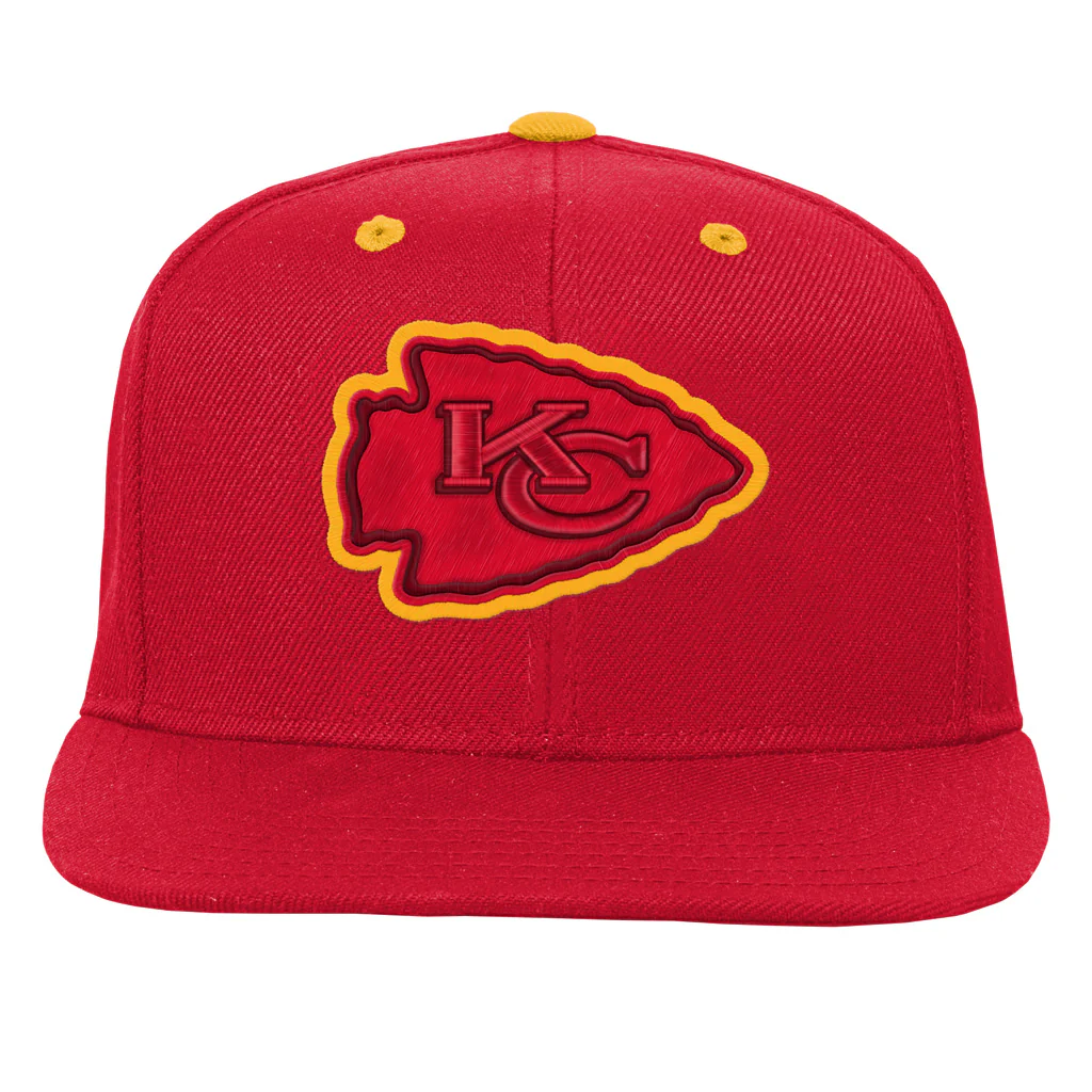 NFL Kansas City Chiefs Youth Outerstuff Team Color Pop Flatbrim Adjustable Snapback Hat - Red - Image 2