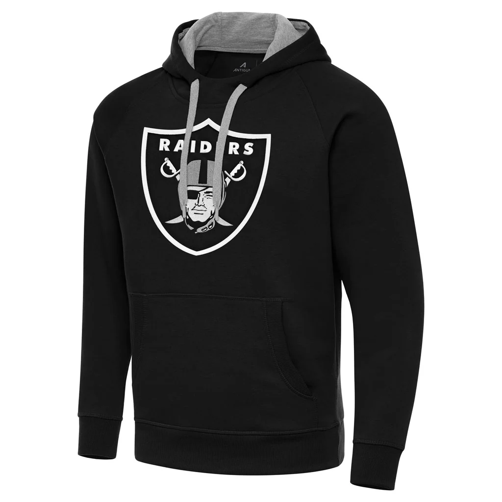 NFL Las Vegas Raiders Antigua Full Front Victory Pullover Hoodie - Black - Image 3