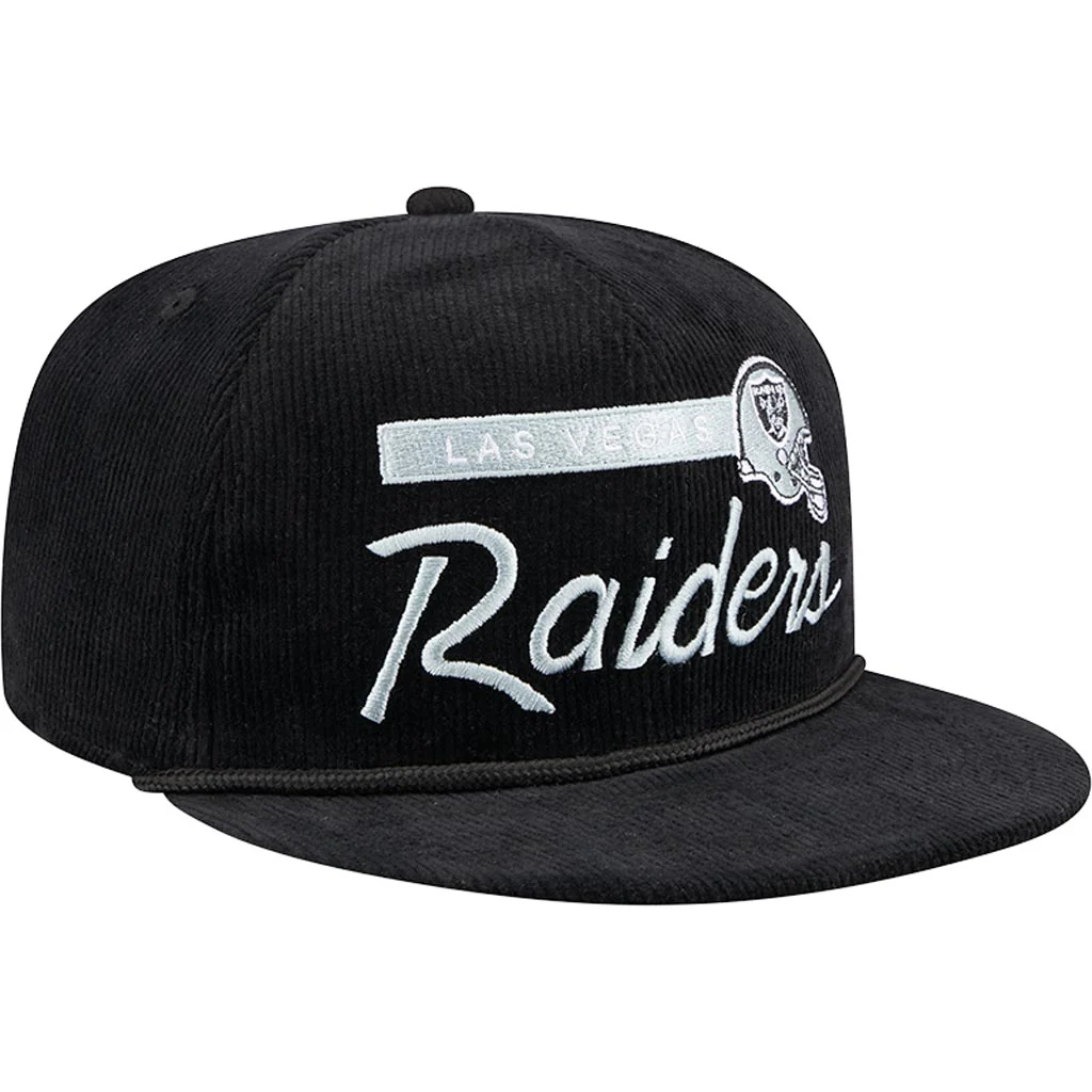NFL Las Vegas Raiders New Era Corduroy Rope 9FIFTY Snapback Hat - Black - Image 2