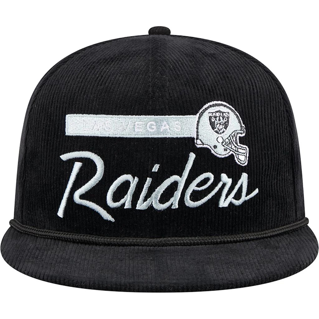 NFL Las Vegas Raiders New Era Corduroy Rope 9FIFTY Snapback Hat - Black - Image 3