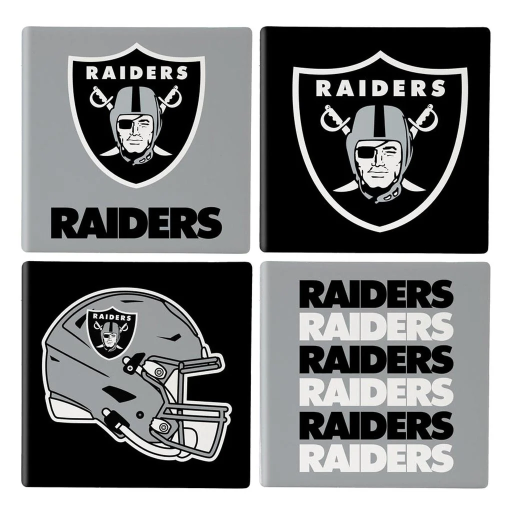 NFL Las Vegas Raiders Evergreen 4-Pack Ceramic Coaster Set - Image 2