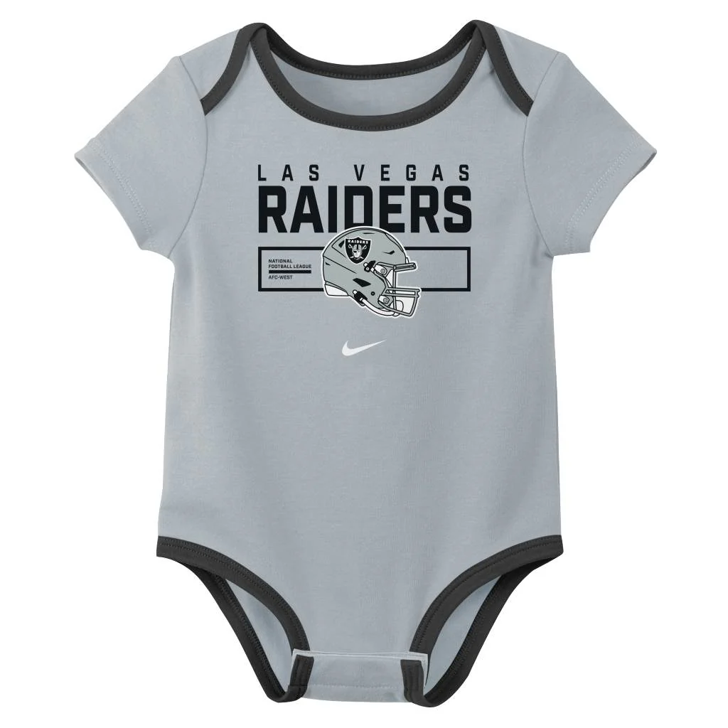 NFL Las Vegas Raiders Infant Nike 2025 Creeper 3-Piece Onesie Set - Black - Image 3