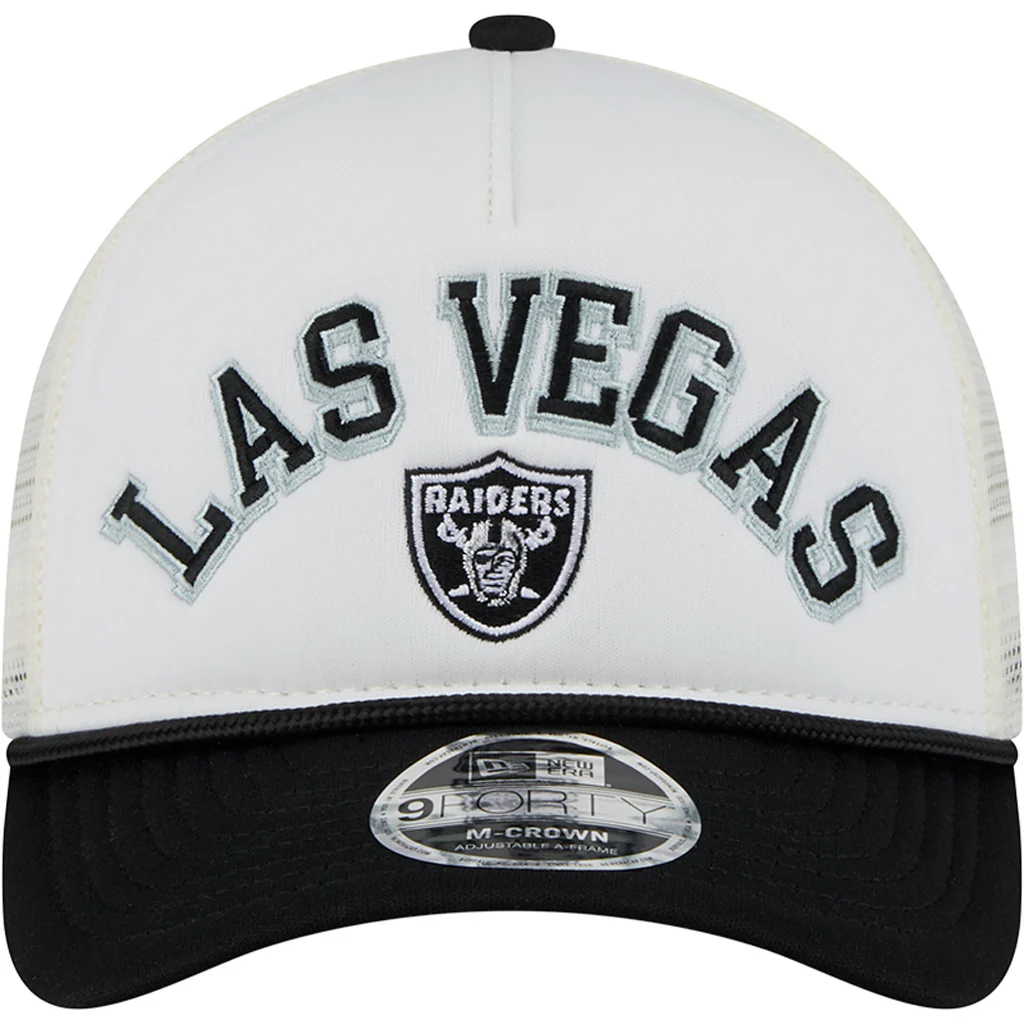 NFL Las Vegas Raiders New Era Arch Logo 9FORTY M-Crown Snapback Trucker Hat - Chrome - Image 3