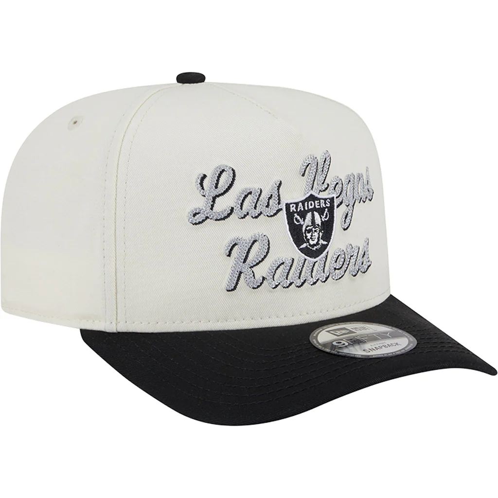 NFL Las Vegas Raiders New Era Chainstitch Two-Tone 9FIFTY A-Frame Snapback Hat - Cream - Image 2