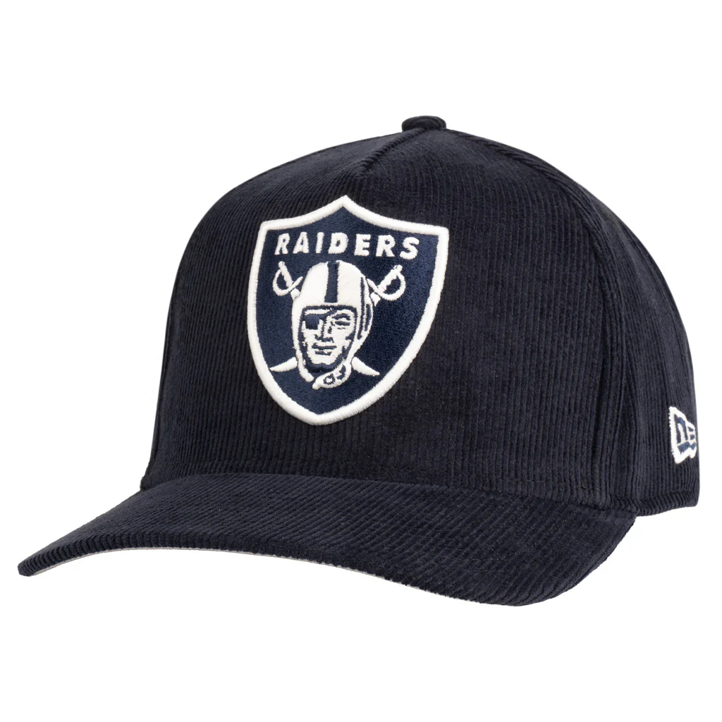 NFL Las Vegas Raiders New Era Corduroy 9FIFTY A-Frame Snapback Hat - Navy - Image 2