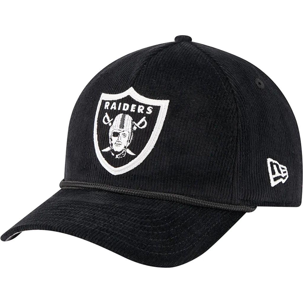 NFL Las Vegas Raiders New Era Corduroy 9FORTY A-Frame M-Crown Snapback Hat - Black