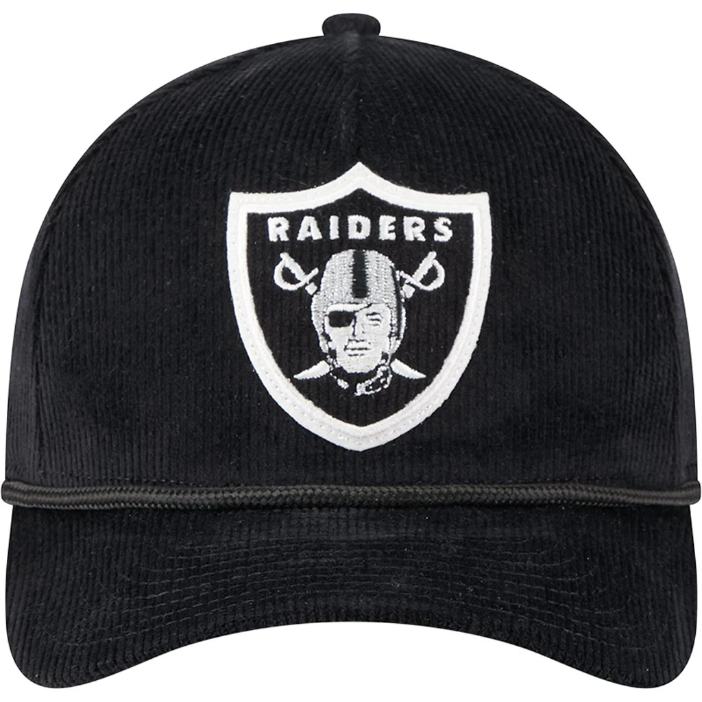 NFL Las Vegas Raiders New Era Corduroy 9FORTY A-Frame M-Crown Snapback Hat - Black - Image 3
